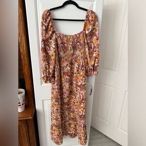 Miss Selfridge Multicolor Floral Long Sleeve Dress